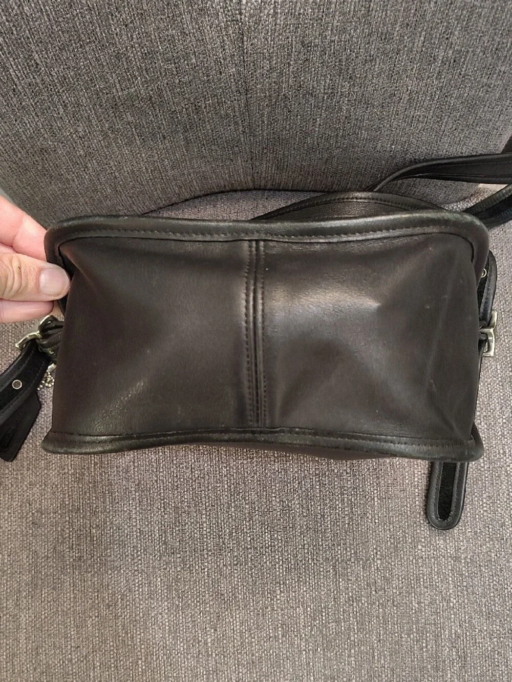 Coach Black Leather Shoulder Bag with Adjustable Strap